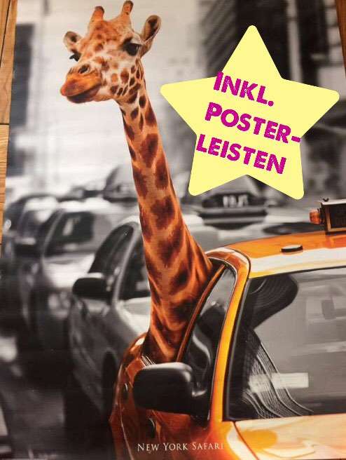 Poster mit Posterleisten New York Giraffe DIN A1 - 1