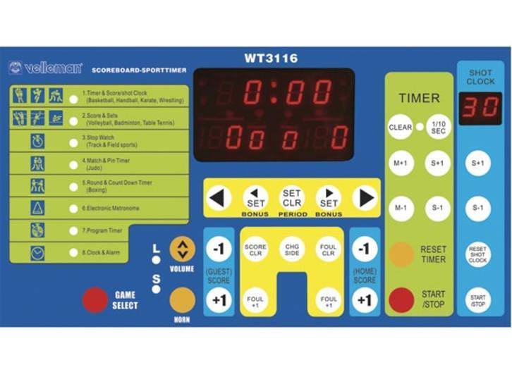 Velleman WT3116 scorebord-sporttimer voor diverse sporten