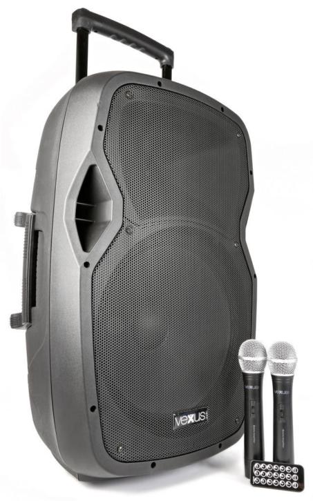 Vexus AP1500PA Mobiele 15" speaker op accu 800W met microfoo