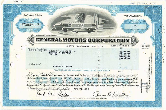 Oud Aandeel General Motors Corporation 23 shares