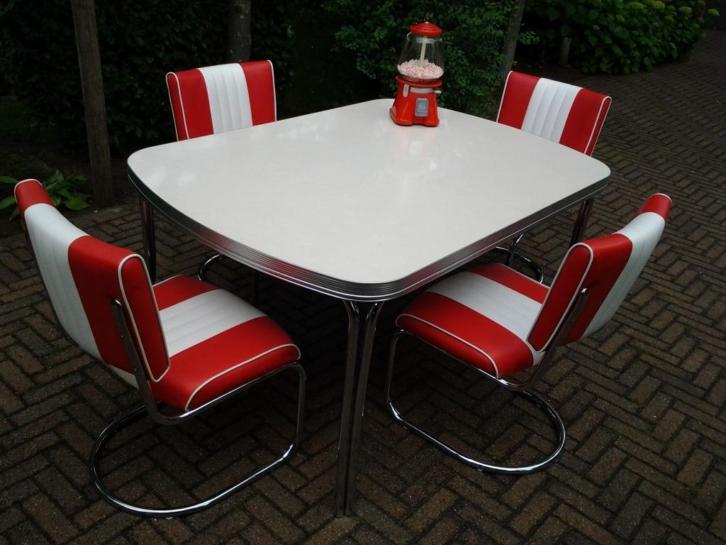 fifties sixties Bel Air slede stoelen + diner tafel retro Tweedehands