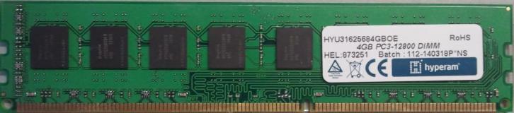 4GB PC3-12800U met 1 jaar garantie (meerdere modules)
