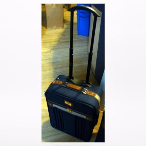 2x kofferset 3-delig blauw soft case incl cabinsize trolley
