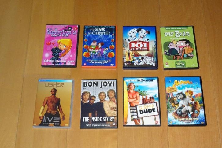 Diverse DVD's, Usher, Bon Jovi en kinder dvd's