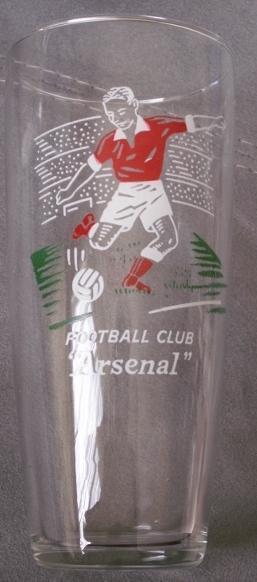 Oud Longdrink bier glas voetbal Dynamo Moskou en Arsenal