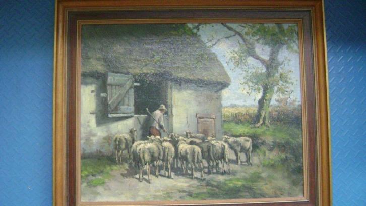 Kessler, J.M.W. kunstschilder werk: Schaapskooi-kudde-herder