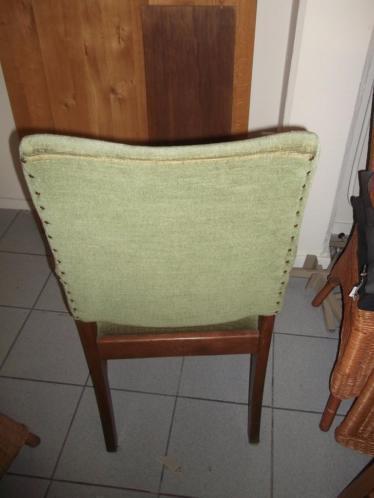 Eiken fauteuil met groene stof