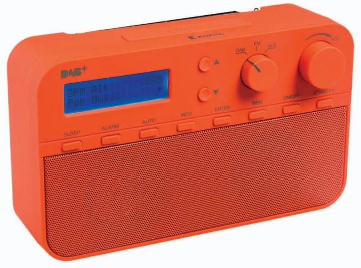 DAB+ radio met alarmklok en 20 voorkeurzenders (oranjerood)