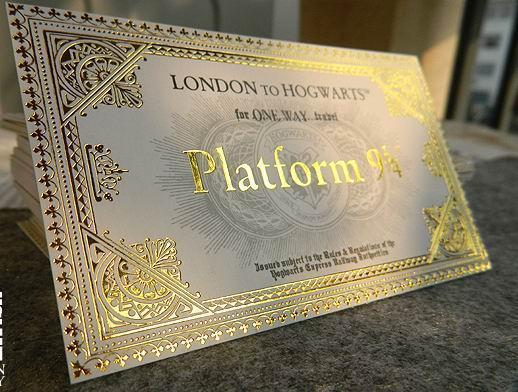 Set Harry Potter Platform 9 3/4 Kings Cross Ticket + Ketting