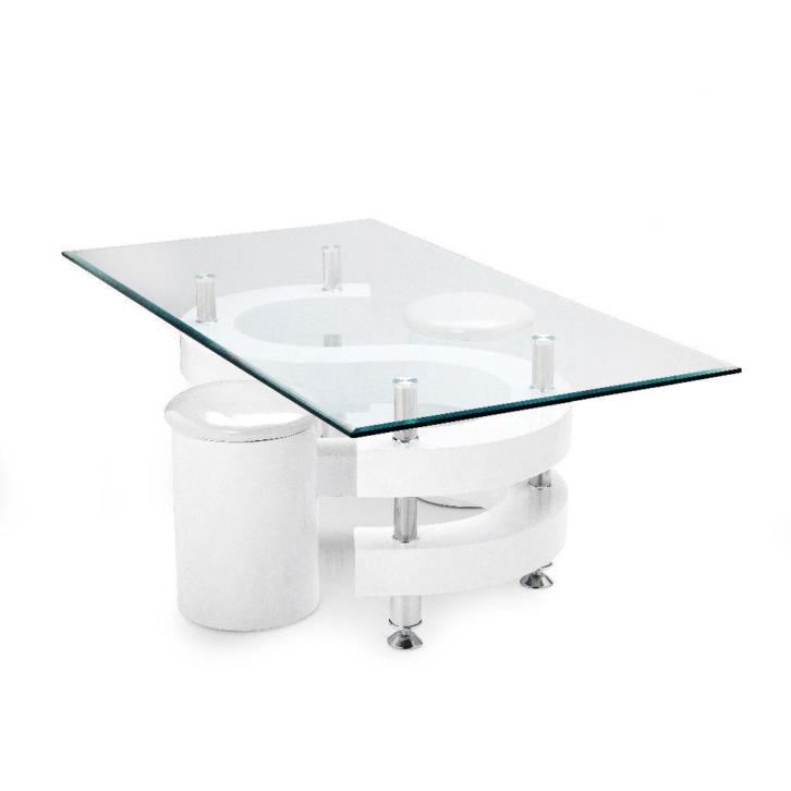Design salontafel DE ZWAAN inclusief 2 poefjes, GOEDKOOPSTE.