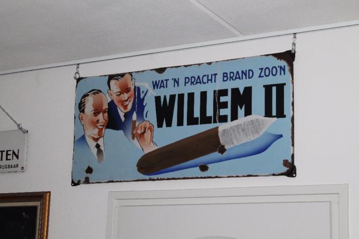 emaille bord reclamebord Willem 2 sigaren Langcat