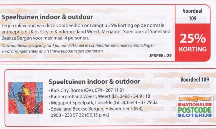 (109) 25% korting Speeltuinen indoor & outdoor (1-1-2017)