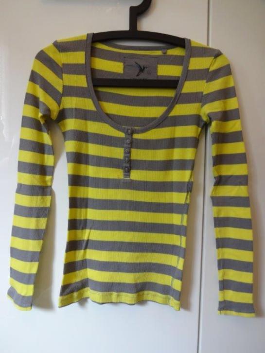 River island grijs/ geel gestreept shirt