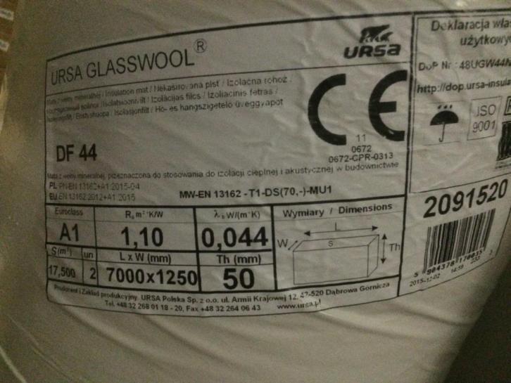 A-KWALITEIT glaswol isolatie 5,10,en 15cm dik 0,99 EURO
