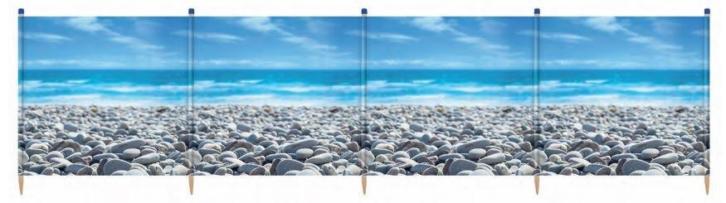 Yello Windscherm kiezel strand extra lang blauw 392 cm