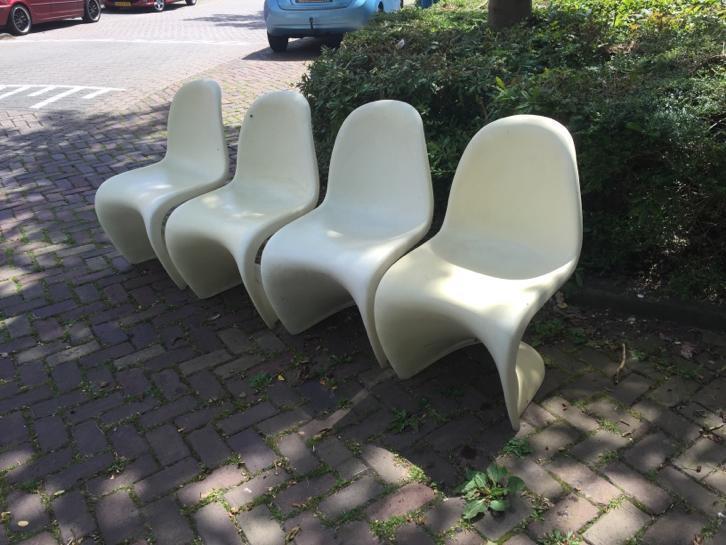 Verbazingwekkend Acht stuks witte design stoelen Verner Panton - Tweedehands en GY-83