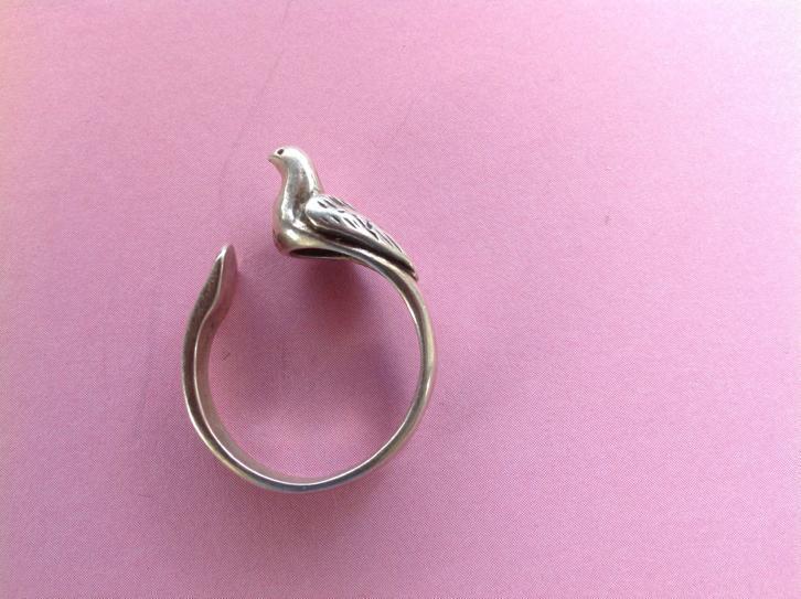 Vintage zilveren Ring Duif