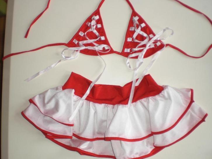 Nieuw sexy clubwear partywear setje rokje topje wit rood set