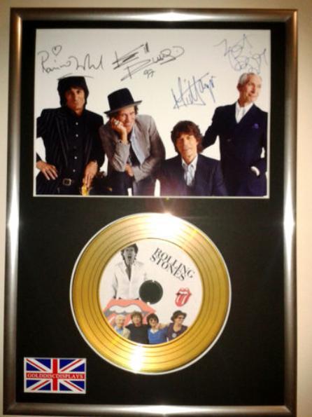 The Rolling Stones Ingelijste Gouden CD - Plaat Handtekening
