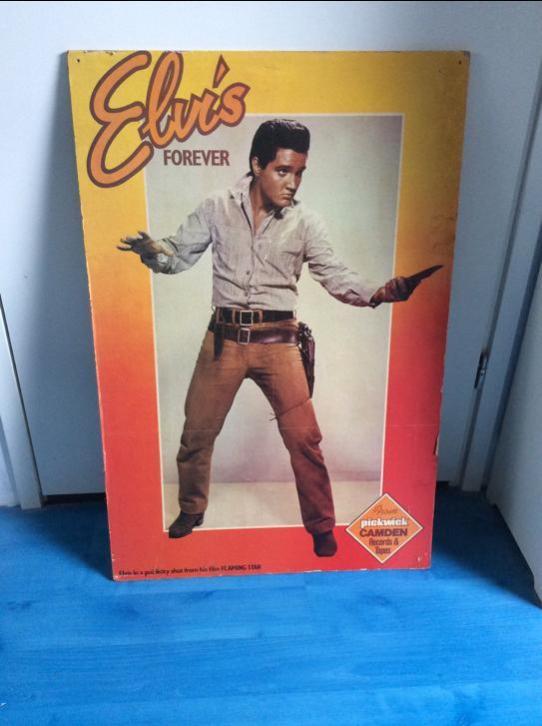 Elvis Presley houten reclame poster oud