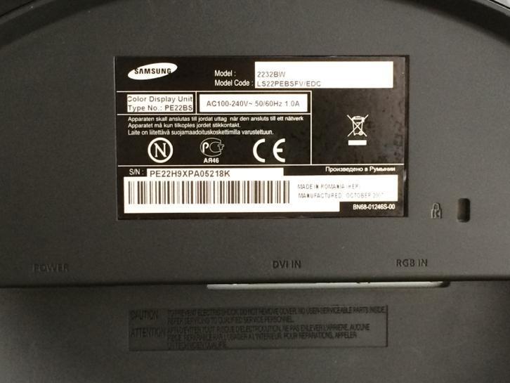 Beeldscherm Samsung SyncMaster 2232BW