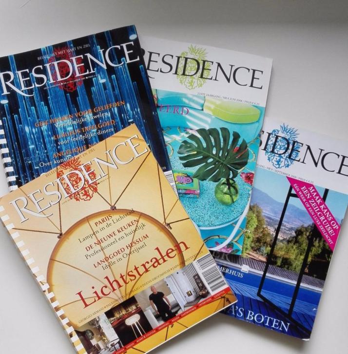 Residence magazines - glossy tijdschriften; wonen en leven.