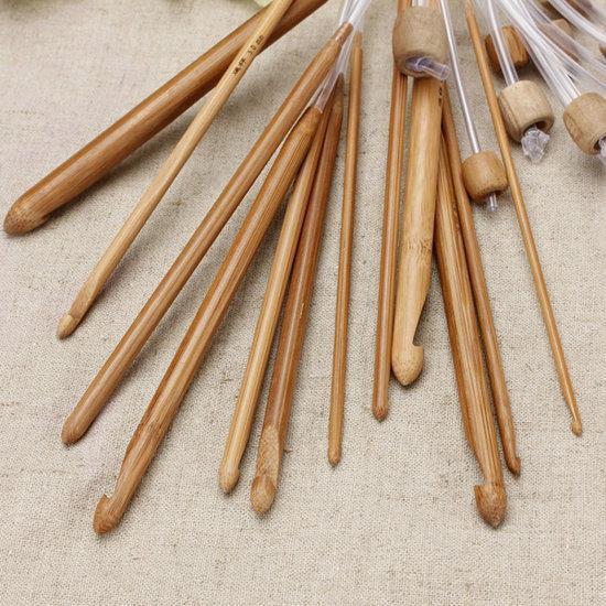 Afghaanse flexibele bamboe haaknaalden 12 stuks
