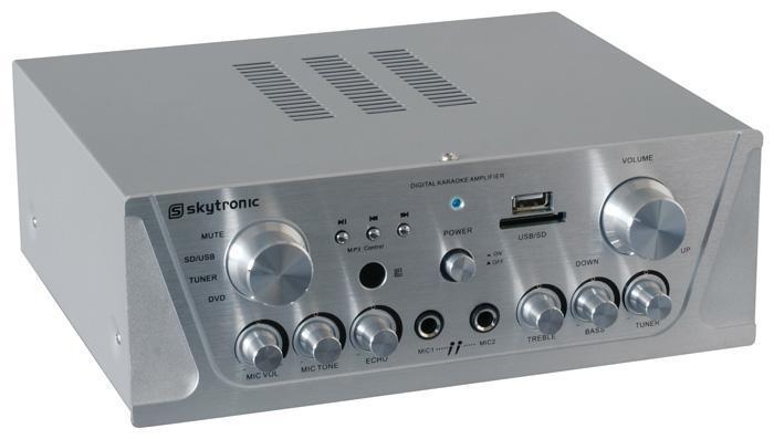 100W Karaoke Stereo Versterker met FM en USB / SD MP3 - Zilv