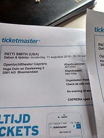 twee tickets kaartjes Patti Smith Bloemendaal 11-8