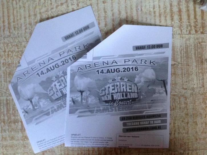 2 e-Tickets sterren van Holland Arena Park 14 aug