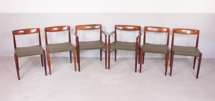 Vintage Henry W. Klein eetkamerset Bramin tafel en 6 stoelen Bastogne