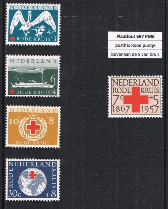 Postfrisse serie Rode Kruiszegels met plaatfout 697PM6