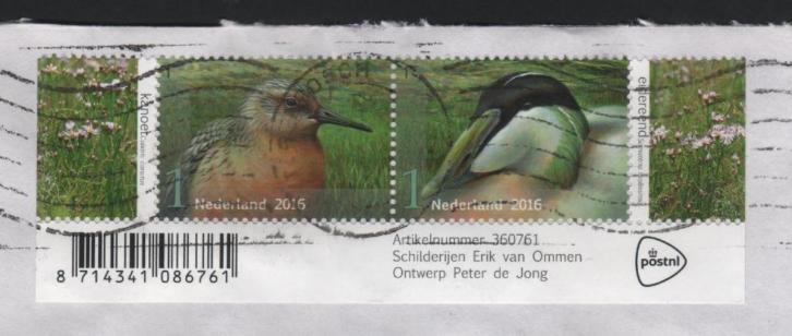 Nederland envelop met daarop postzegels vogels