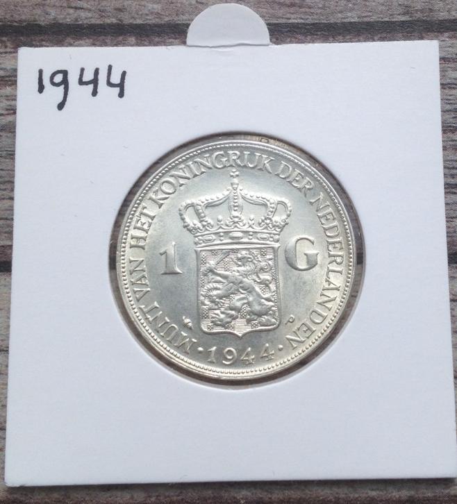 Prachtige zilveren 1 gulden 1944 Wilhelmina