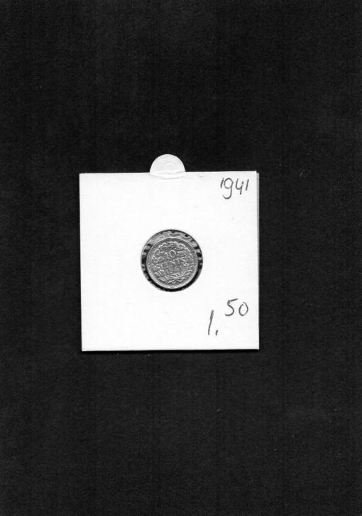10 cent zilver 1941 Koningin Wilhelmina