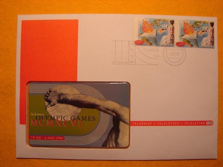 Olympische Spelen Atlanta 1996 envelop met telefoonkaart