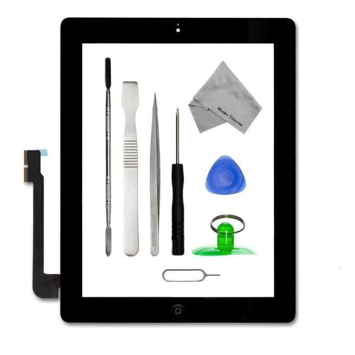 Apple iPad 3 zwart digitizer touchscreen glas met toolkit