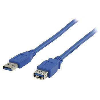 USB 3.0 USB A male - USB A female verlengkabel 1,00 m blauw