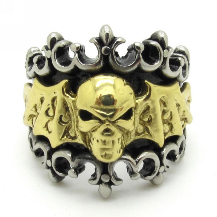 Prachtige Stainless Steel/Gouden 999 Vampier Doodskop Ring