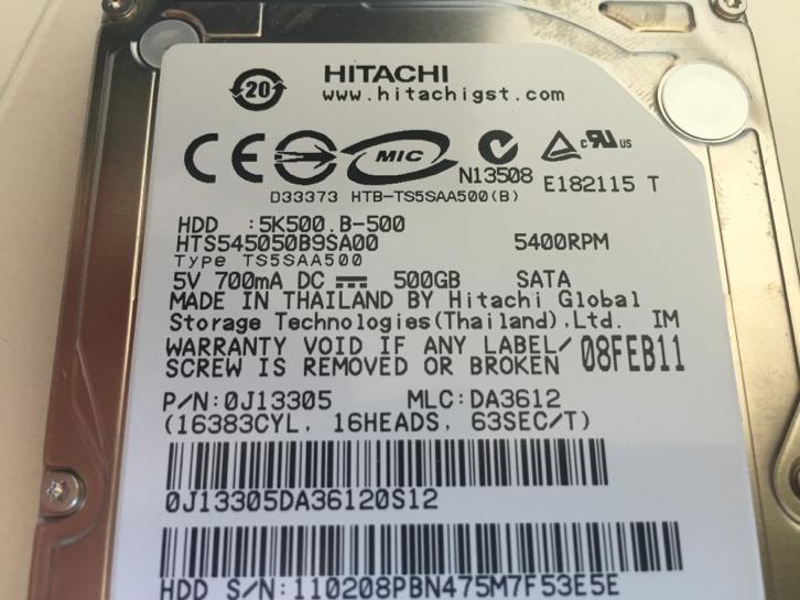 500Gb harddisk Hitachi