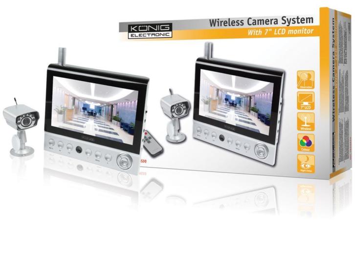 Draadloos camerasysteem met 7" LCD monitor