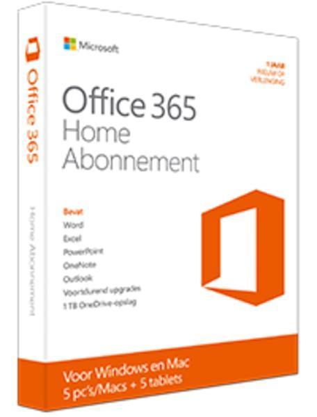 Microsoft Office 365 Home 5-PC/MAC 1 jaar