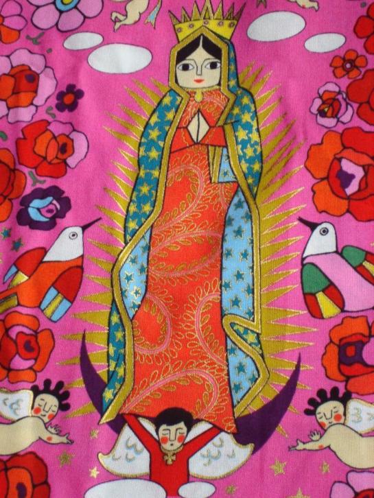 Guadalupe Maria folklore rose goud stof