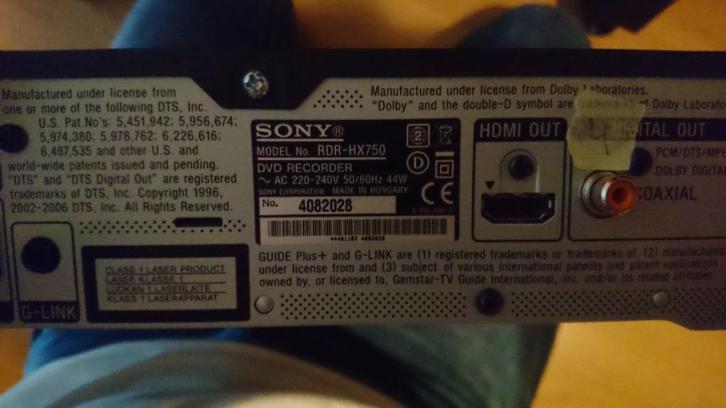 Sony DVD/HDD RDR-HX750