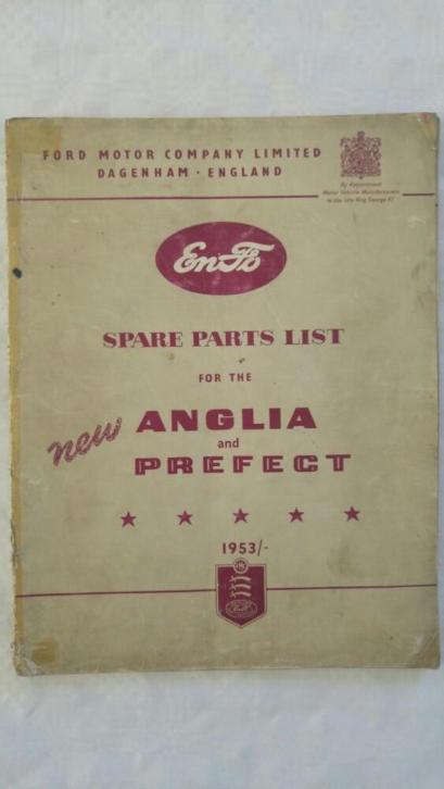 Ford Anglia en Prefect onderdelenboek 1953--