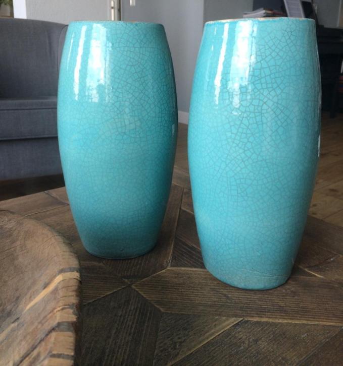Blauwe potten/vazen 30,5 cm hoog