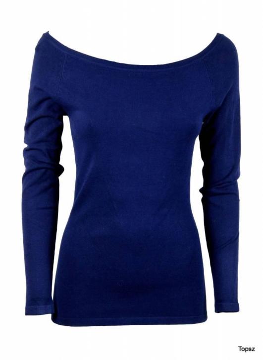 Off-shoulder sweater bleu