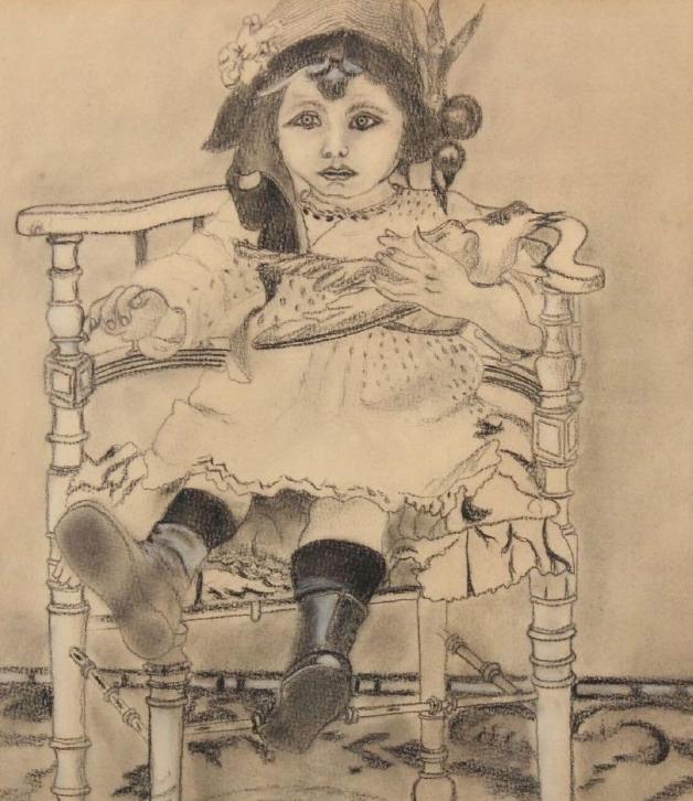 Marechal rene getekend meisjesportret 1911- feestprijs -